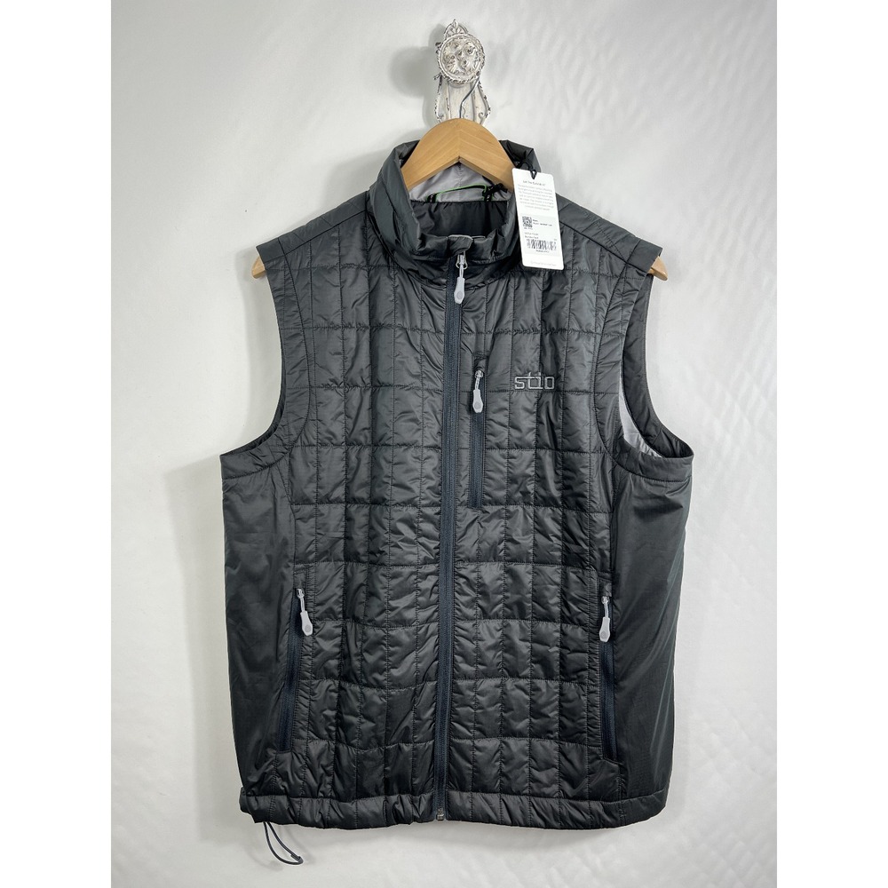 Stio Azura Insulated Vest Mens‎ Size Small  Black Jacket Full Zip Primaloft Logo